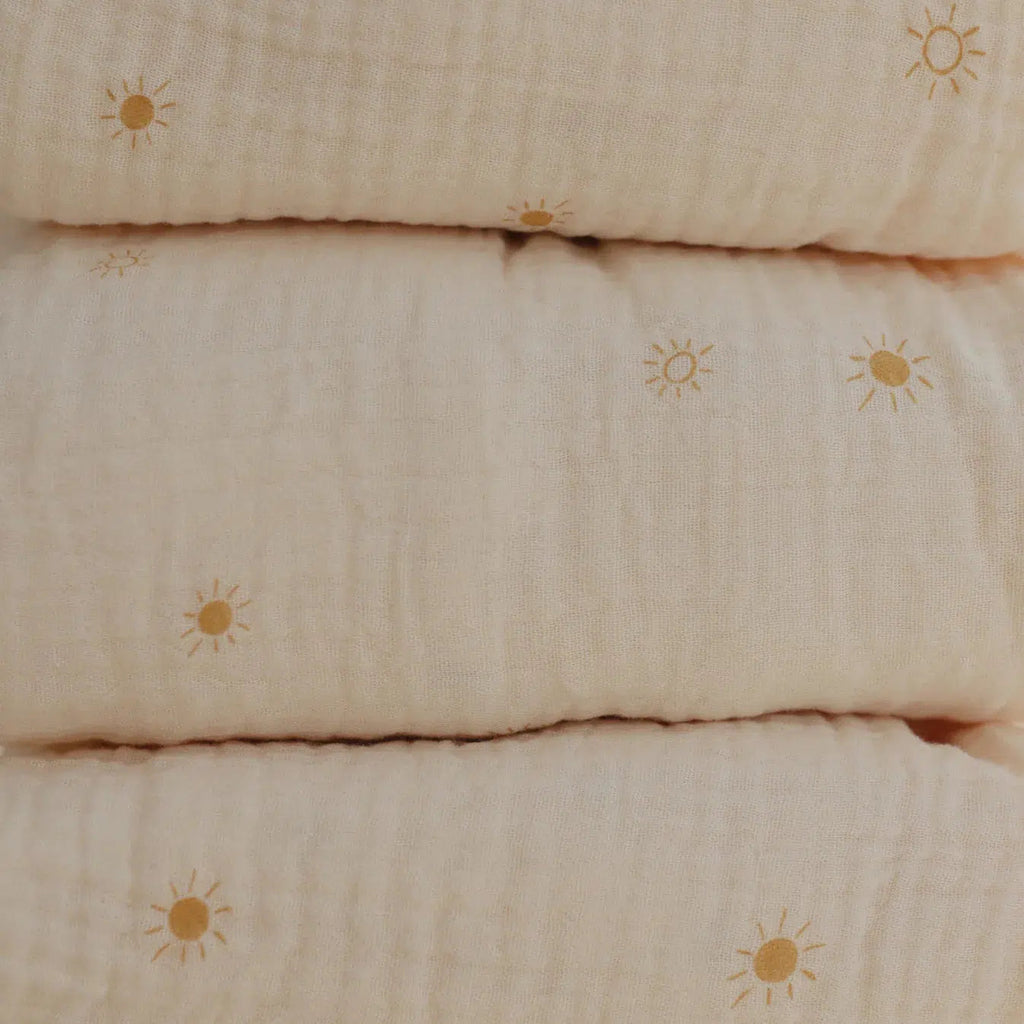 Mushie - Extra Soft Muslin Changing Pad Cover - Suns-Changing Pads + Covers-Posh Baby