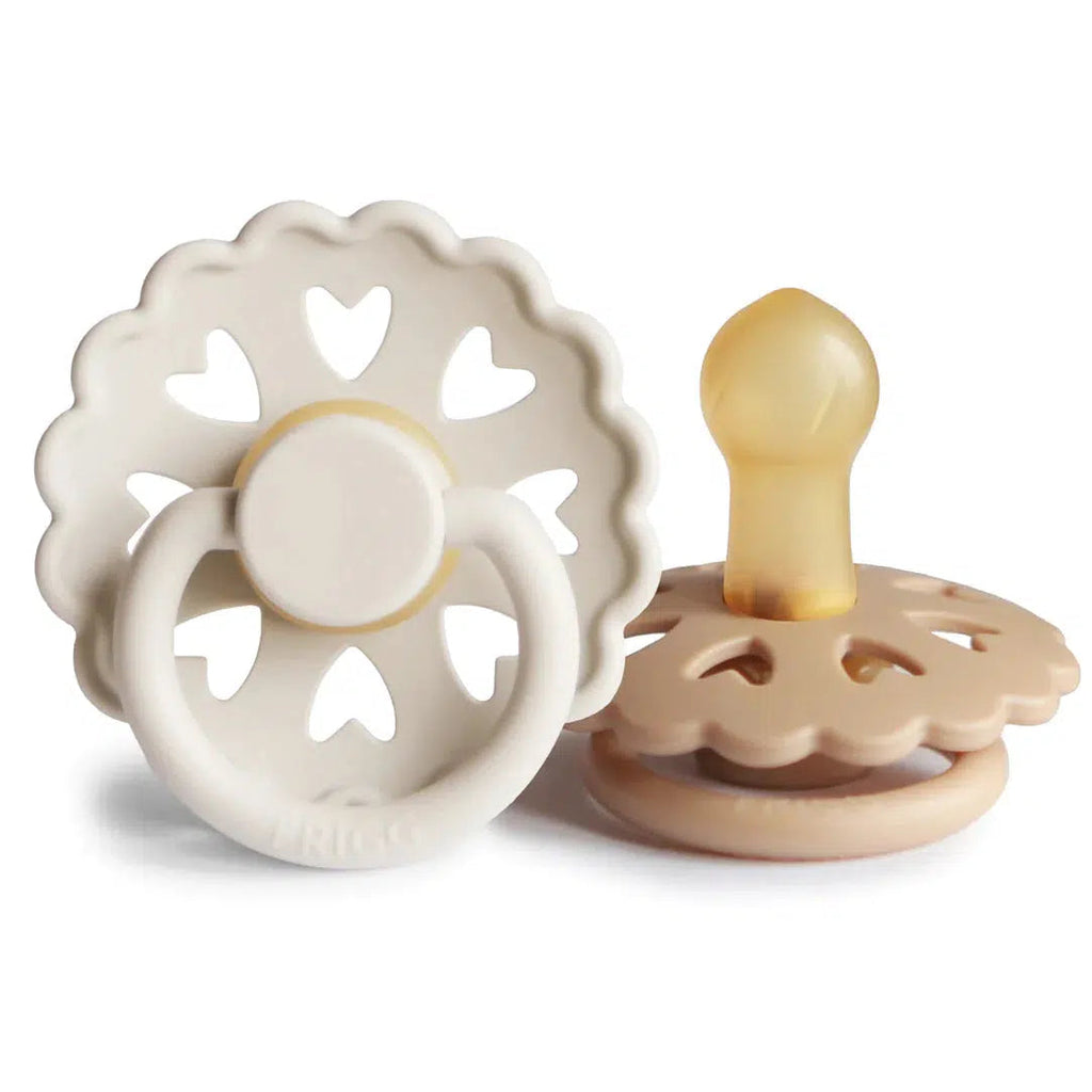 Mushie - FRIGG Anderson Natural Rubber Pacifier 2-Pack - Cream + Satin-Pacifiers + Clips-0-6 Months-Posh Baby