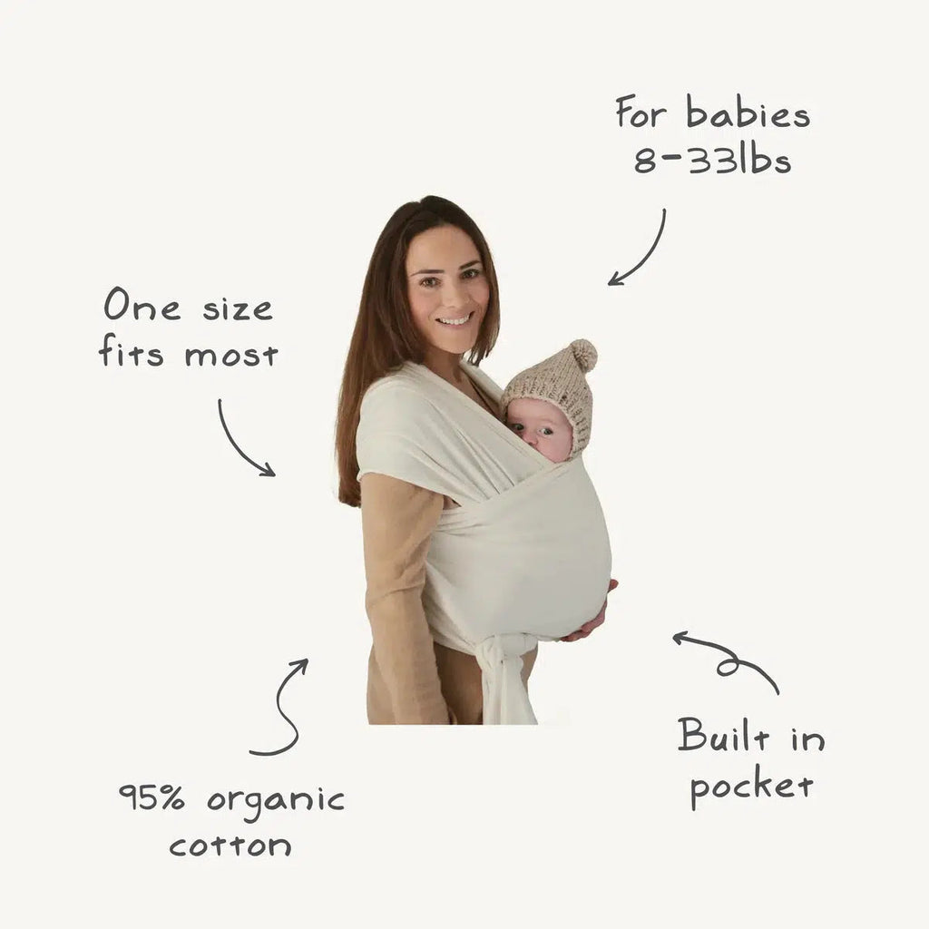 Mushie - Organic Cotton Baby Wrap - Ivory-Baby Carriers-Posh Baby