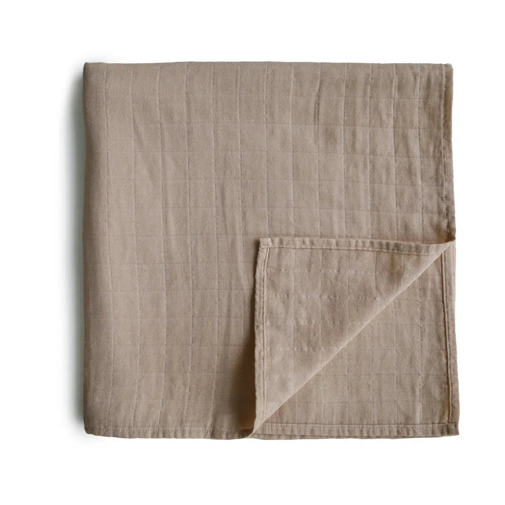 Mushie - Organic Cotton Muslin Swaddle Blanket - Natural-Swaddle Blankets-Posh Baby