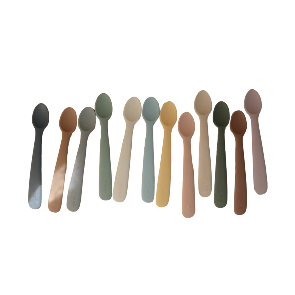 Mushie - Silicone Feeding Spoons - 2 Pack-Plates + Bowls + Cups + Utensils-Blush/Sand-Posh Baby