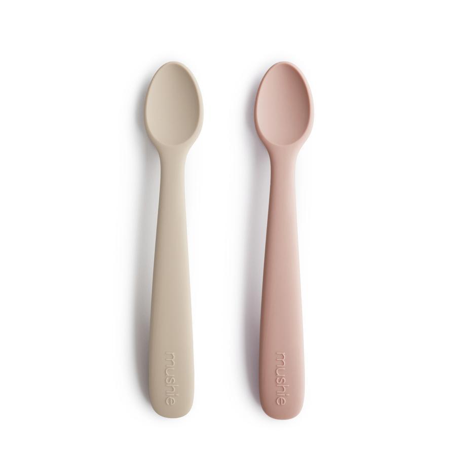 Mushie - Silicone Feeding Spoons - 2 Pack-Plates + Bowls + Cups + Utensils-Blush/Sand-Posh Baby