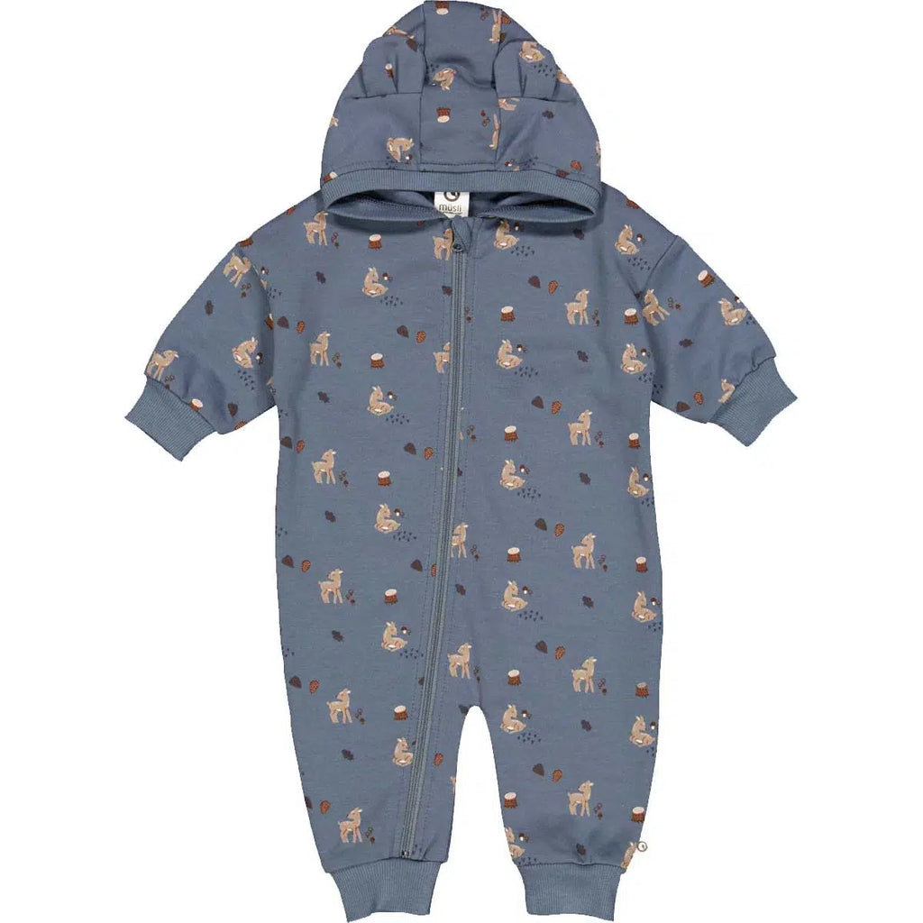 Musli - Organic Cotton Hooded Zipper Romper - Deer-Footies + Rompers (Fashion)-0-3M-Posh Baby