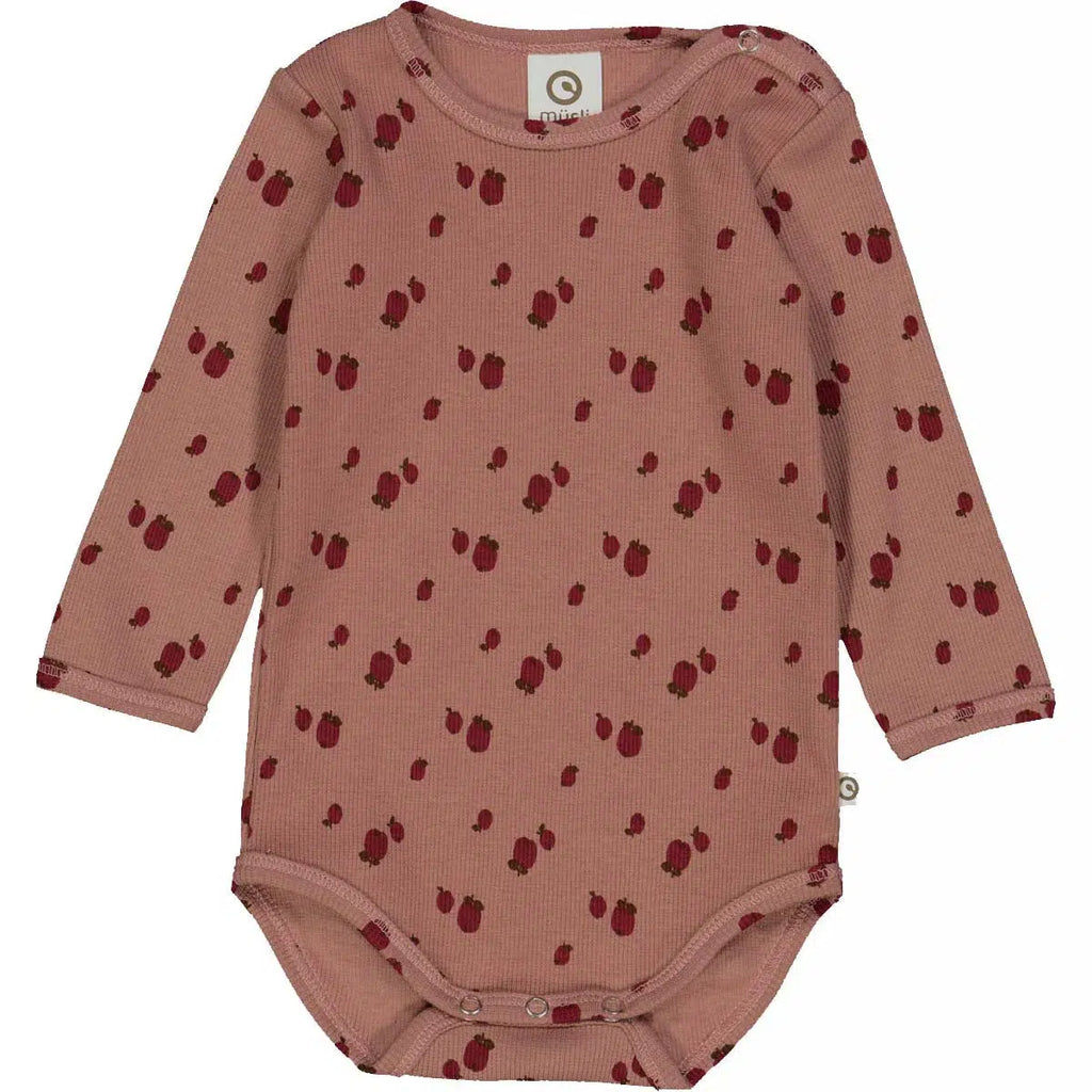 Musli - Organic Cotton Ribbed Bodysuit - Apples-Onesies-0-3M-Posh Baby