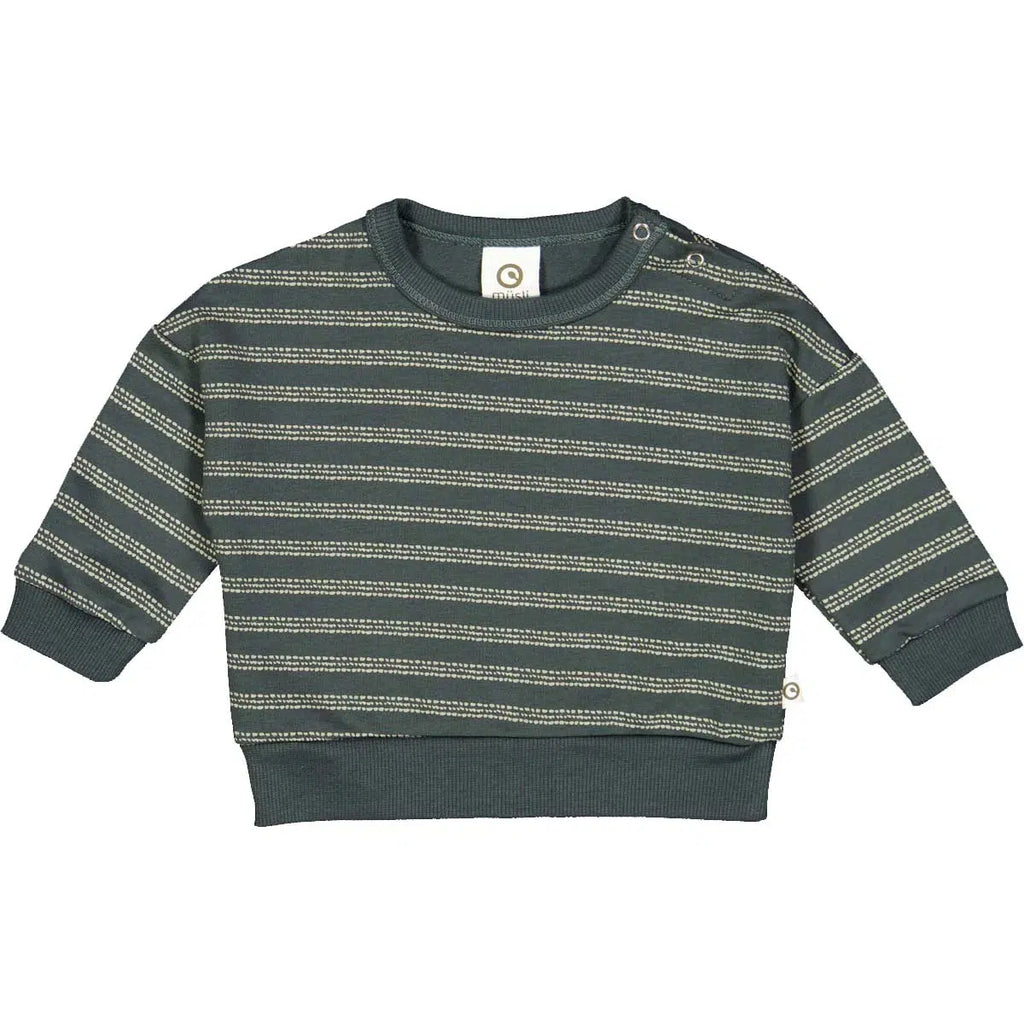 Musli - Organic Cotton Sweatshirt - Green Stripe-Long Sleeves-0-3M-Posh Baby