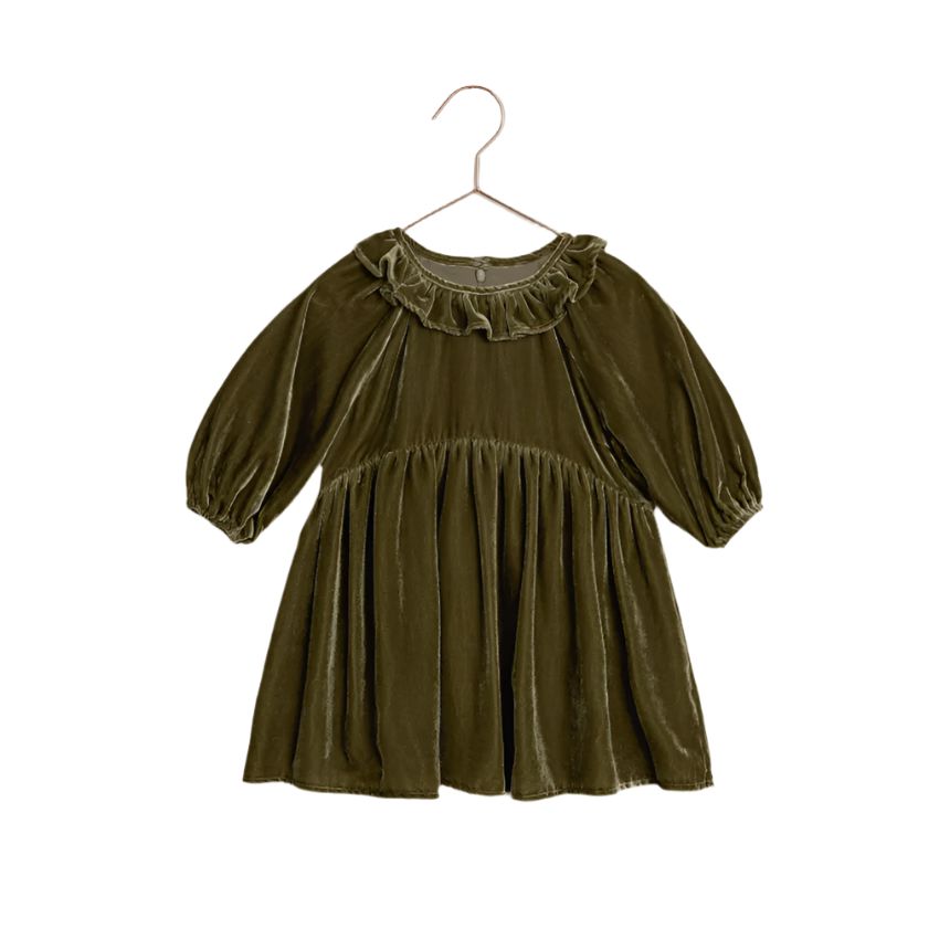 Noralee - Adeline Velvet Dress - Olive-Dresses-6-12M (12M)-Posh Baby