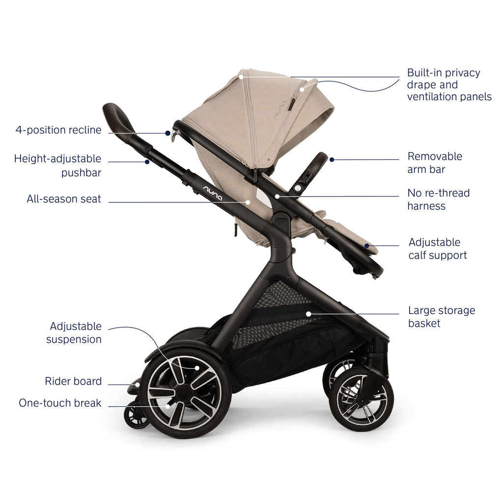 Nuna - Demi Next Stroller + Rider Board - Biscotti-Single-to-Double Strollers-Posh Baby