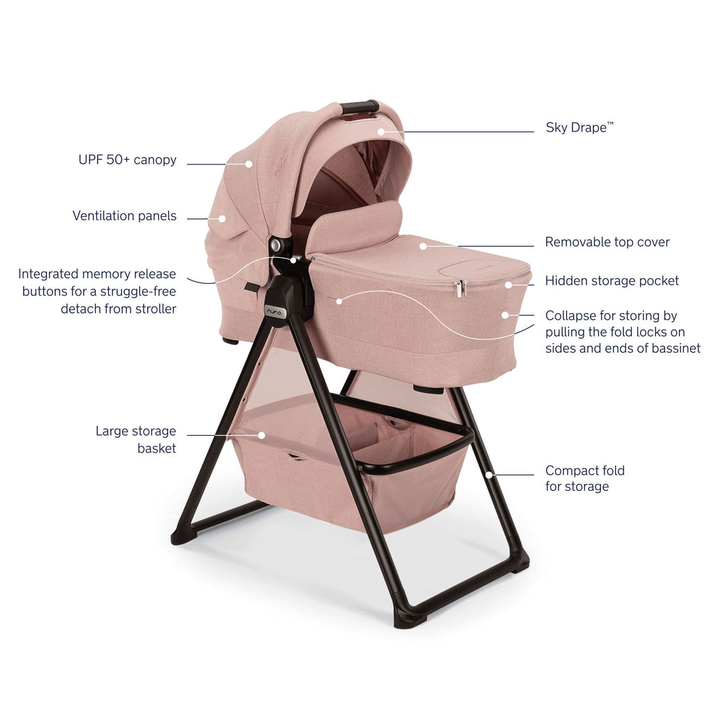 Nuna - LYTL™ Bassinet + Stand (for TRIV + SWIV) - Thistle-Stroller Bassinets + Stands-Posh Baby