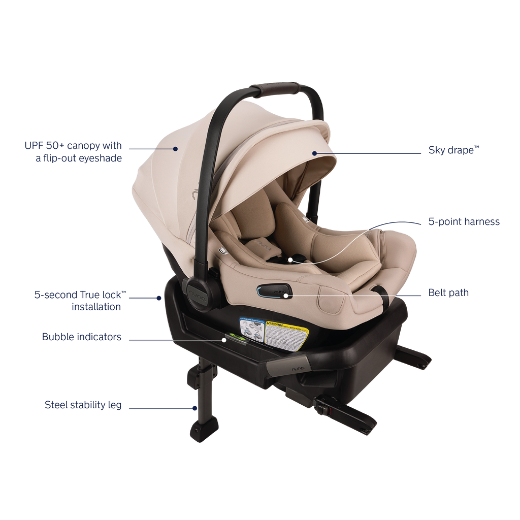 Nuna - Pipa Aire Infant Car Seat + Pipa Base - Biscotti-Infant Car Seats-Posh Baby