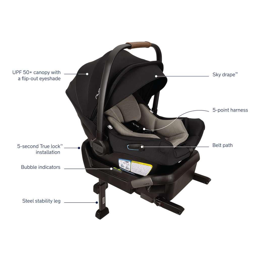 Nuna - Pipa Aire Infant Car Seat + Pipa Base - Caviar-Infant Car Seats-Posh Baby