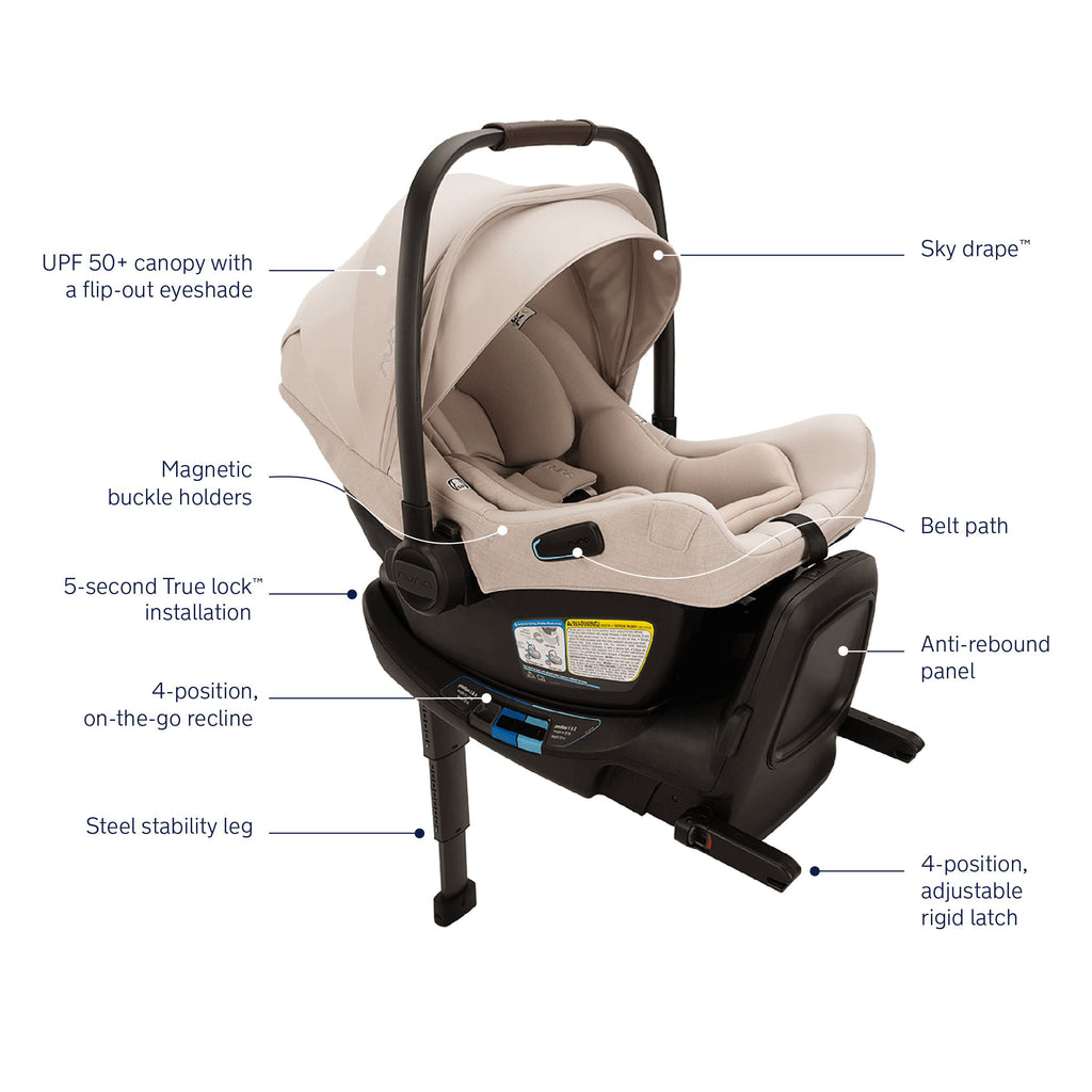 Nuna - Pipa Aire RX Infant Car Seat + Pipa RELX Base - Biscotti-Infant Car Seats-Posh Baby