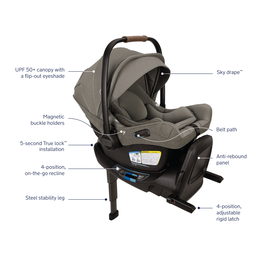 Nuna - Pipa Aire RX Infant Car Seat + Pipa RELX Base - Granite-Infant Car Seats-Posh Baby