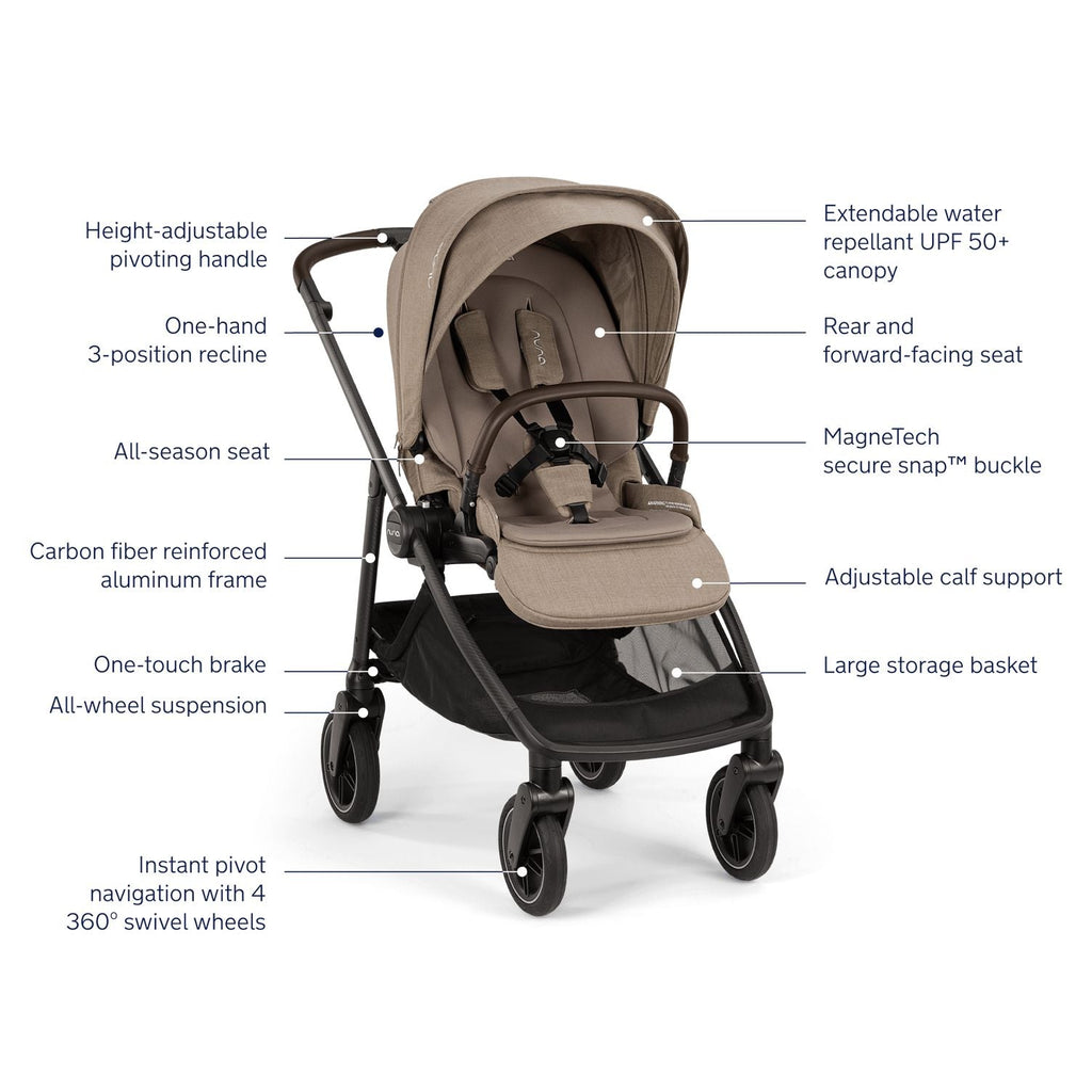 Nuna - Swiv Stroller - Acorn (Specialty Exclusive)-Full Size Strollers-Posh Baby