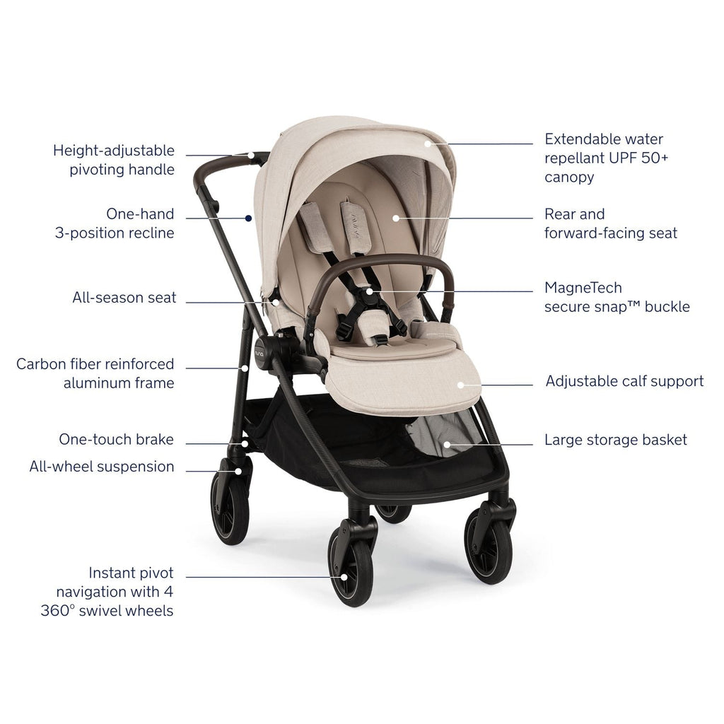 Nuna - Swiv Stroller - Chai (Specialty Exclusive)-Full Size Strollers-Posh Baby