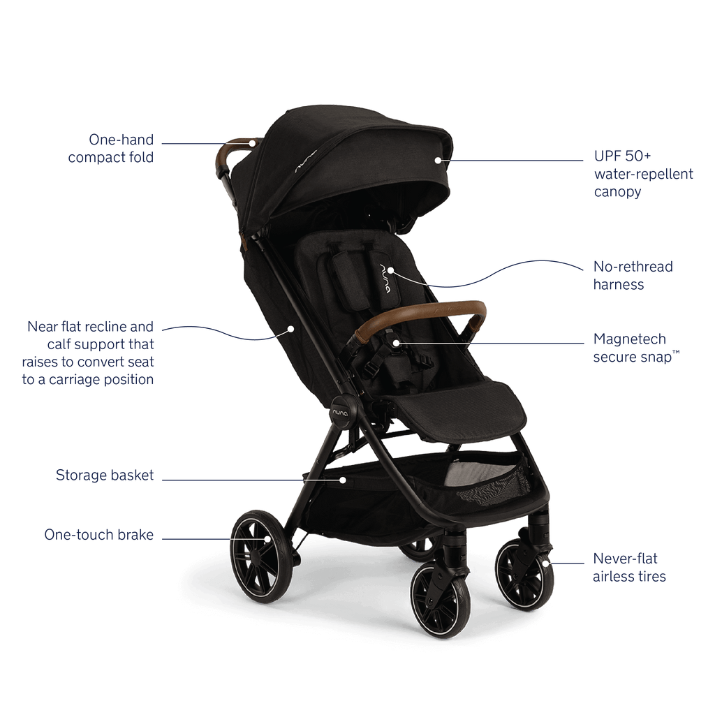 Nuna - TRVL LX Stroller - Granite-Lightweight + Travel Strollers-Posh Baby