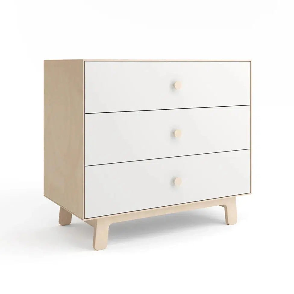 Oeuf - 3 Drawer Dresser - Sparrow - White + Birch-Dressers + Changing Tables-Posh Baby