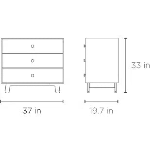 Oeuf - 3 Drawer Dresser - Sparrow - White + Birch-Dressers + Changing Tables-Posh Baby