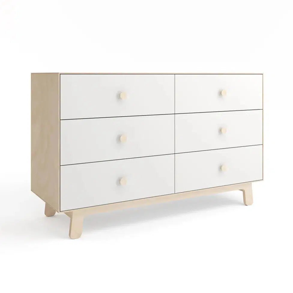 Oeuf - 6 Drawer Dresser - Sparrow - White + Birch-Dressers + Changing Tables-Posh Baby