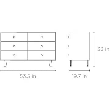 Oeuf - 6 Drawer Dresser - Sparrow - White + Birch-Dressers + Changing Tables-Posh Baby