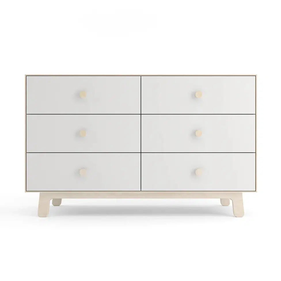 Oeuf - 6 Drawer Dresser - Sparrow - White + Birch-Dressers + Changing Tables-Posh Baby