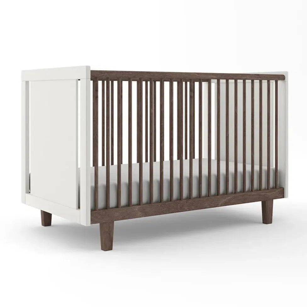 Oeuf - Rhea Crib - Walnut + White-Cribs-Posh Baby