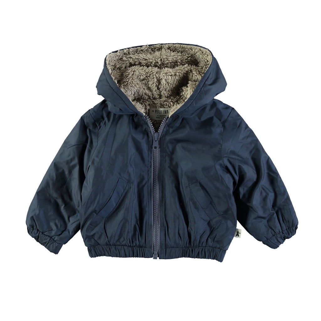 Petit Indi - Cozy Lined Zip Jacket - Navy-Sweaters + Cardigans + Jackets-3-6M-Posh Baby