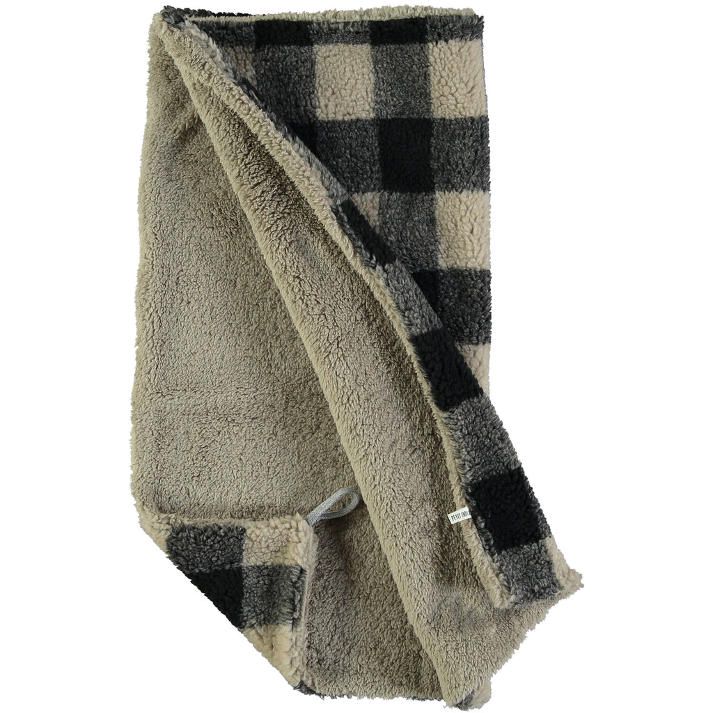 Petit Indi - Fuzzy Blanket - Charcoal Plaid-Quilts + Snuggle Blankets-Posh Baby