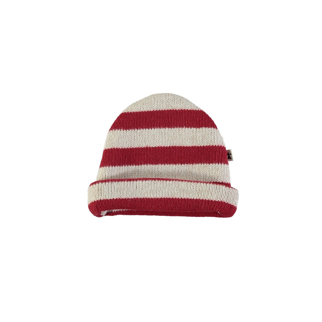 Petit Indi - Knit Beanie - Red Stripe-Hats-0-6M-Posh Baby