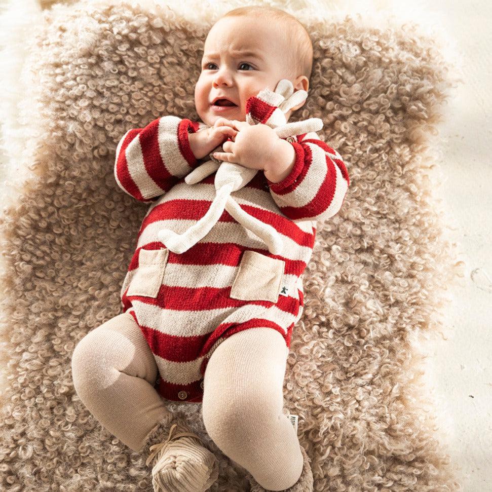 Petit Indi - Long Sleeve Jumpsuit - Red Stripe-Footies + Rompers (Fashion)-Newborn-Posh Baby