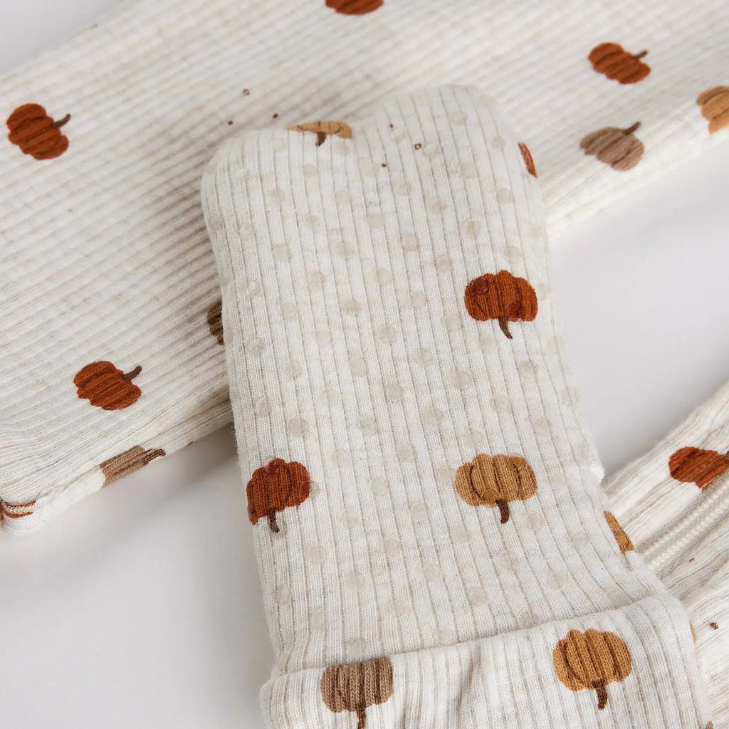 Petit Lem - Organic Convertible Sleeper - Pumpkins-Footies + Rompers (Basic)-6-12M-Posh Baby