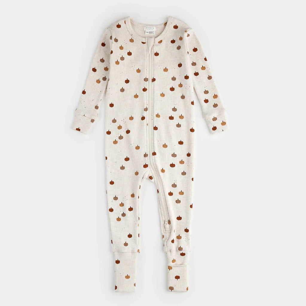 Petit Lem - Organic Convertible Sleeper - Pumpkins-Footies + Rompers (Basic)-6-12M-Posh Baby