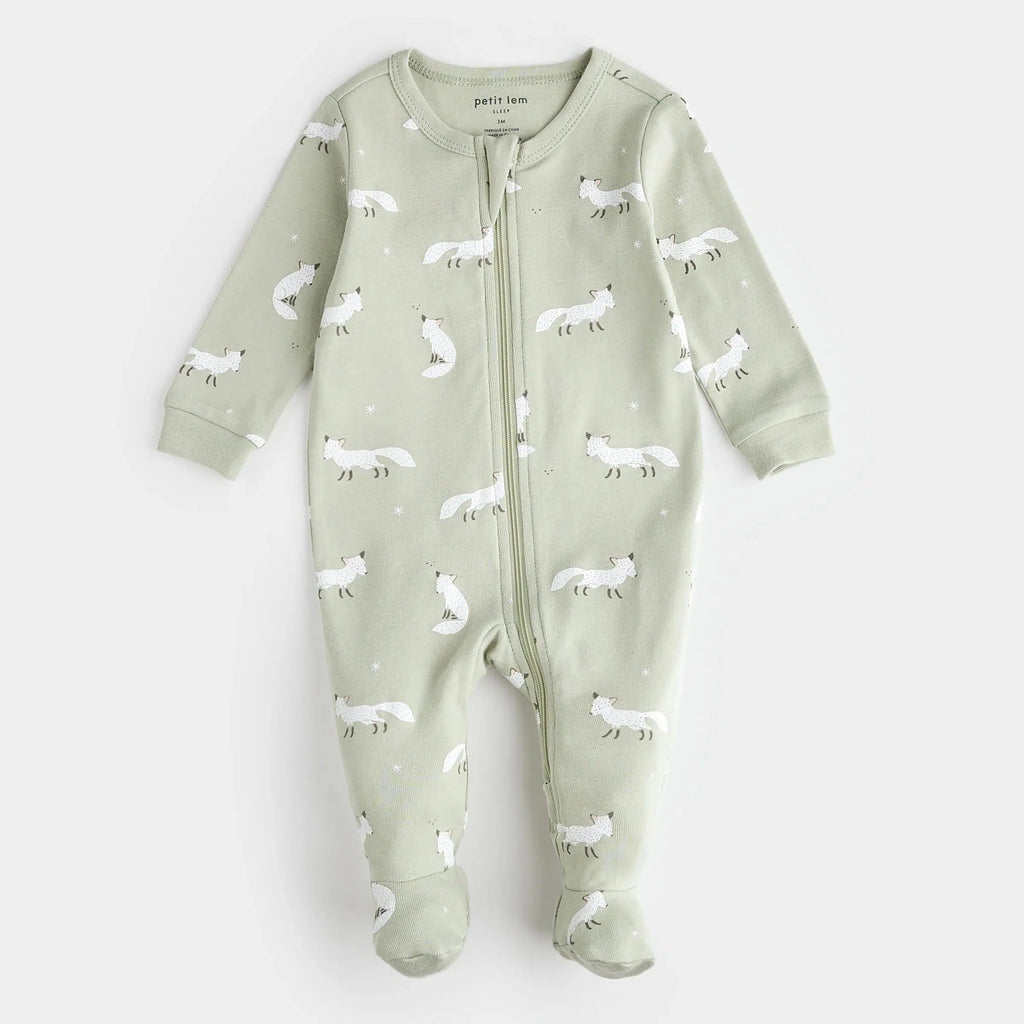 Petit Lem - Organic Zipper Footie - Arctic Fox-Footies + Rompers (Basic)-Newborn-Posh Baby