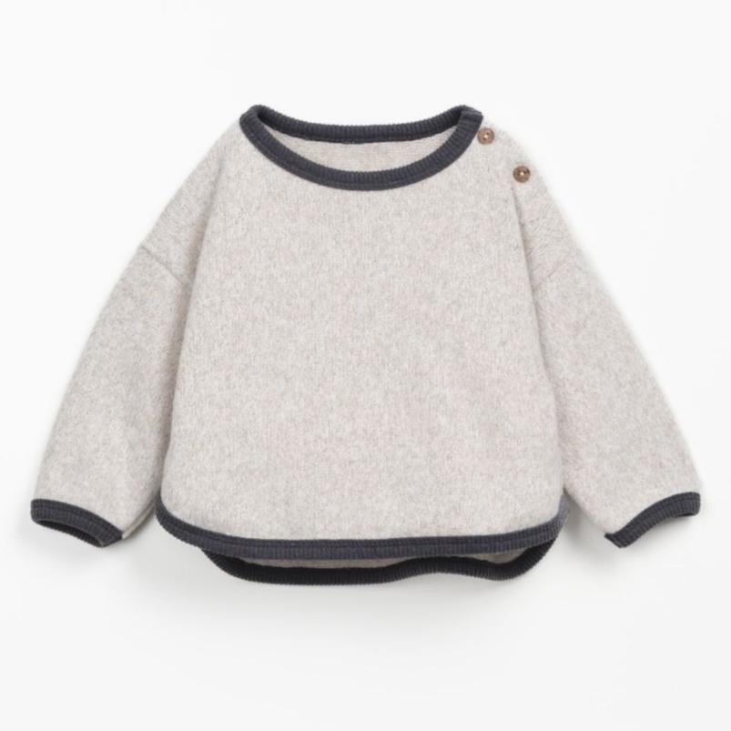 Play Up - Contrast Collar Sweater - Ecru-Sweaters + Cardigans + Jackets-0-3M (3M)-Posh Baby