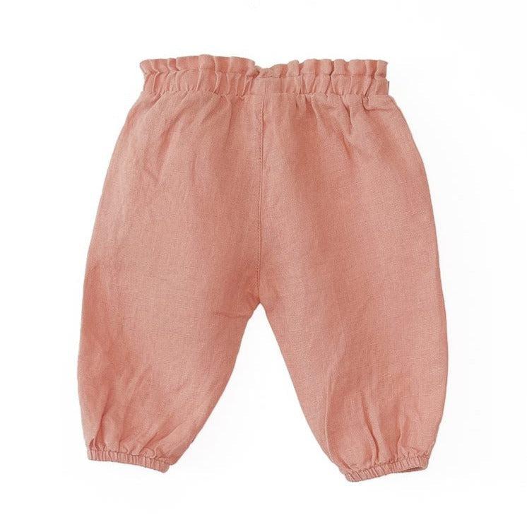 Play Up - Linen Wrap Waist Pants - Coral-Bottoms-12-18M-Posh Baby