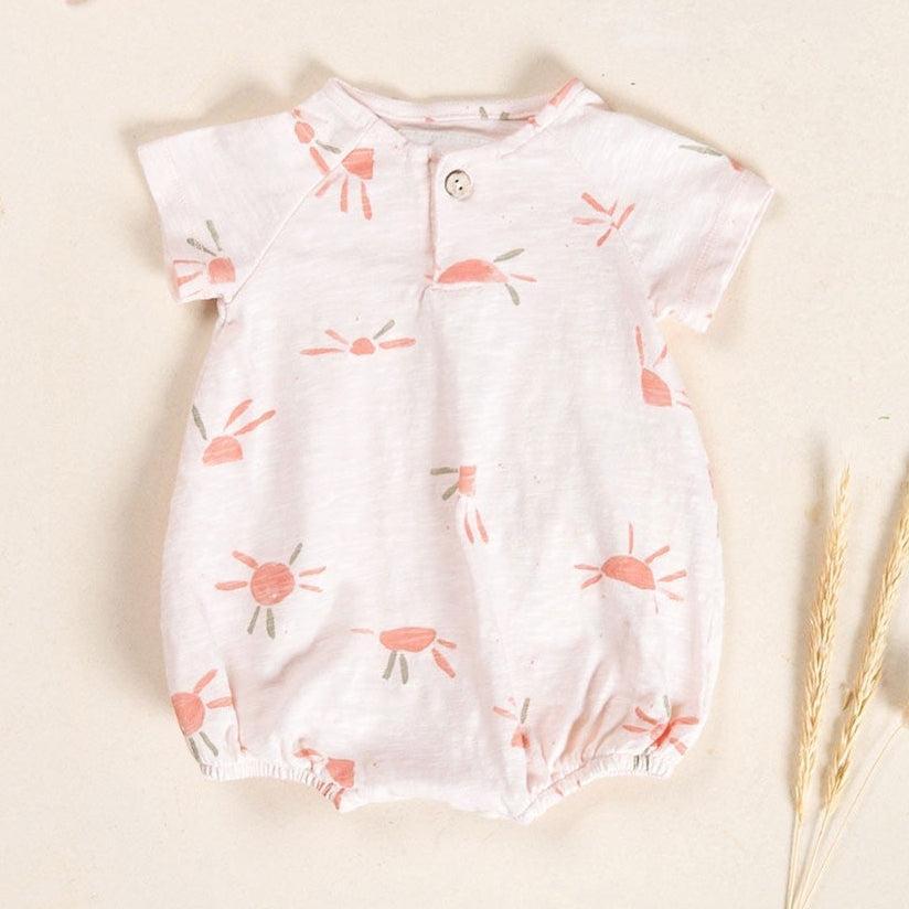 infant summer rompers PlayUp Play Up Organic Cotton Bubble Romper Pink Sun