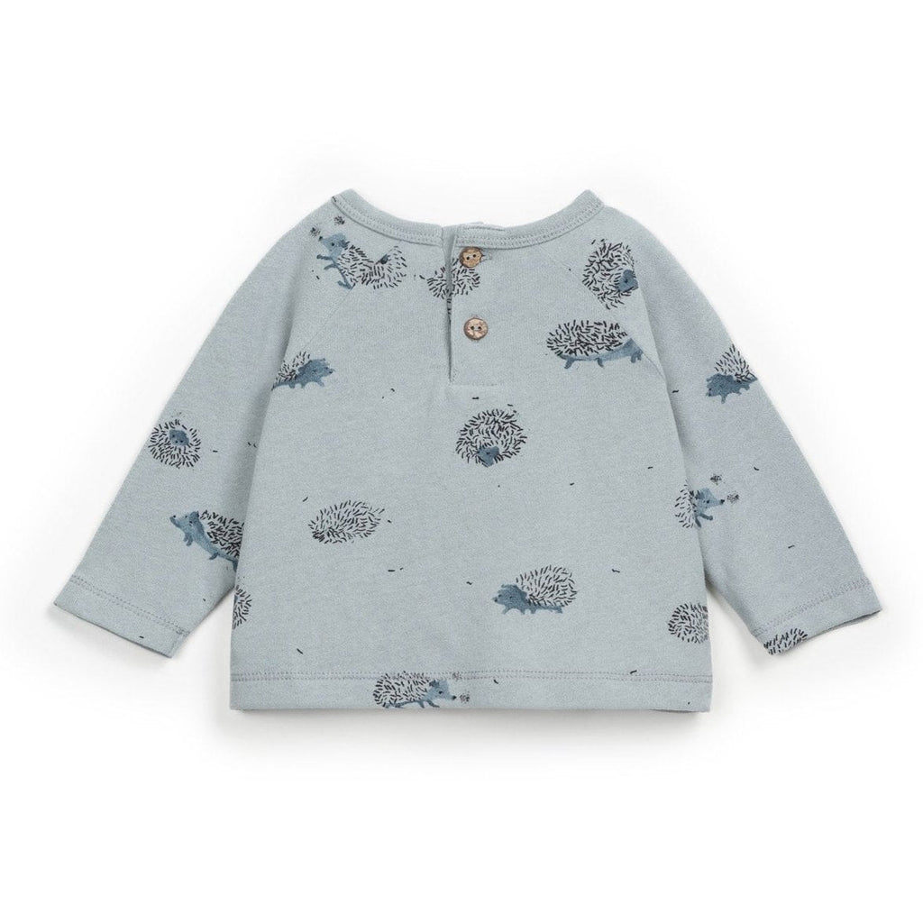 Play Up - Organic Long Sleeve Top - Blue Hedgehogs-Long Sleeves-Newborn (1M)-Posh Baby