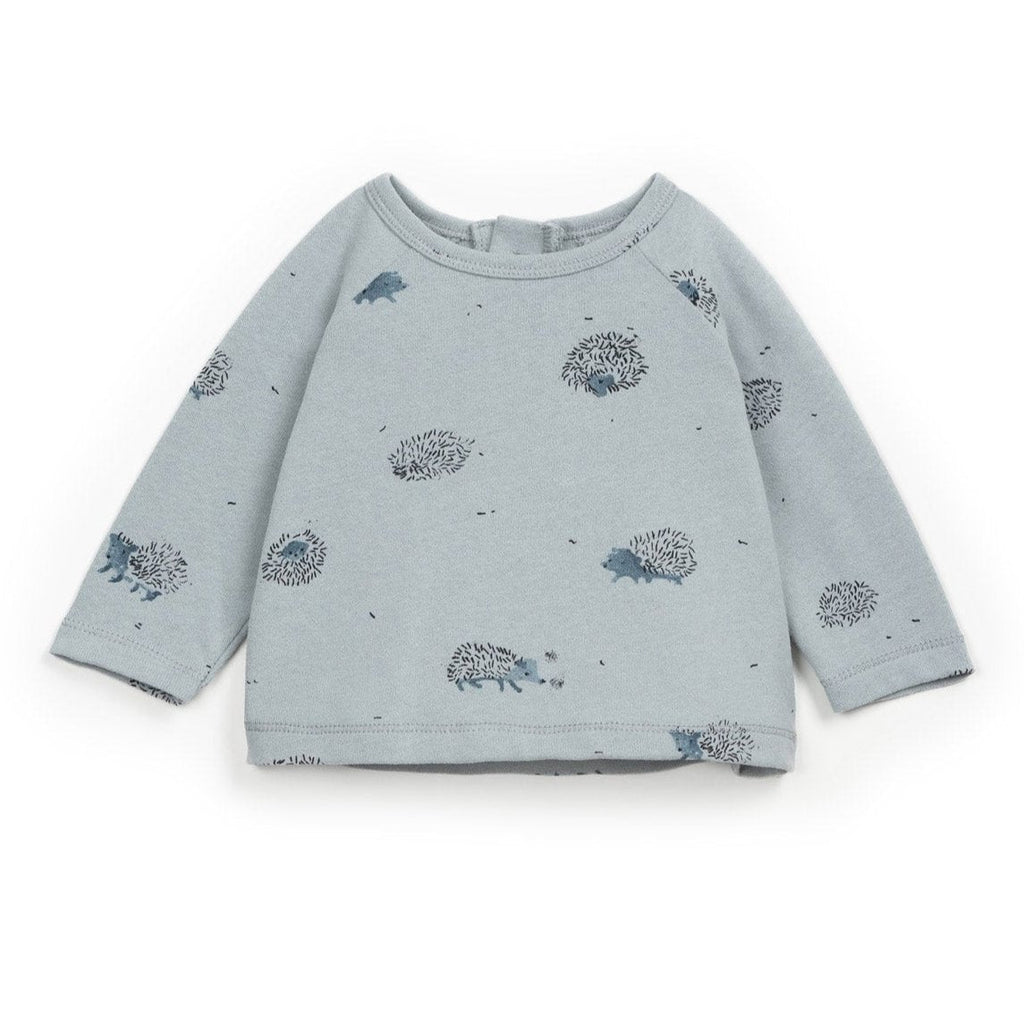 Play Up - Organic Long Sleeve Top - Blue Hedgehogs-Long Sleeves-Newborn (1M)-Posh Baby