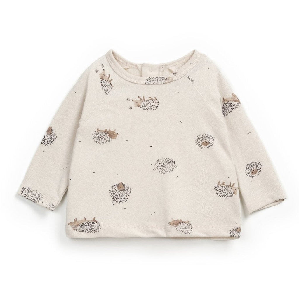 Play Up - Organic Long Sleeve Top - Cream Hedgehogs-Long Sleeves-Newborn (1M)-Posh Baby