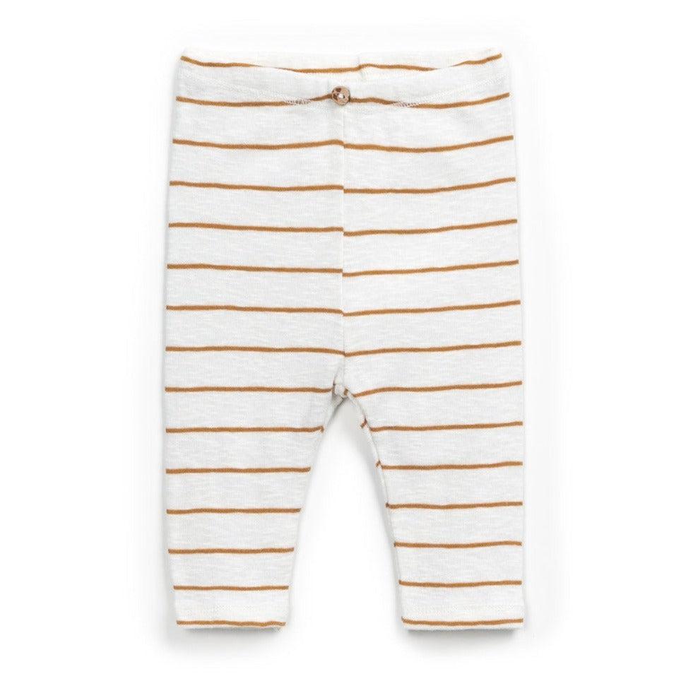 Play Up - Organic Ribbed Leggings - Caramel Stripe-Bottoms-0-3M-Posh Baby