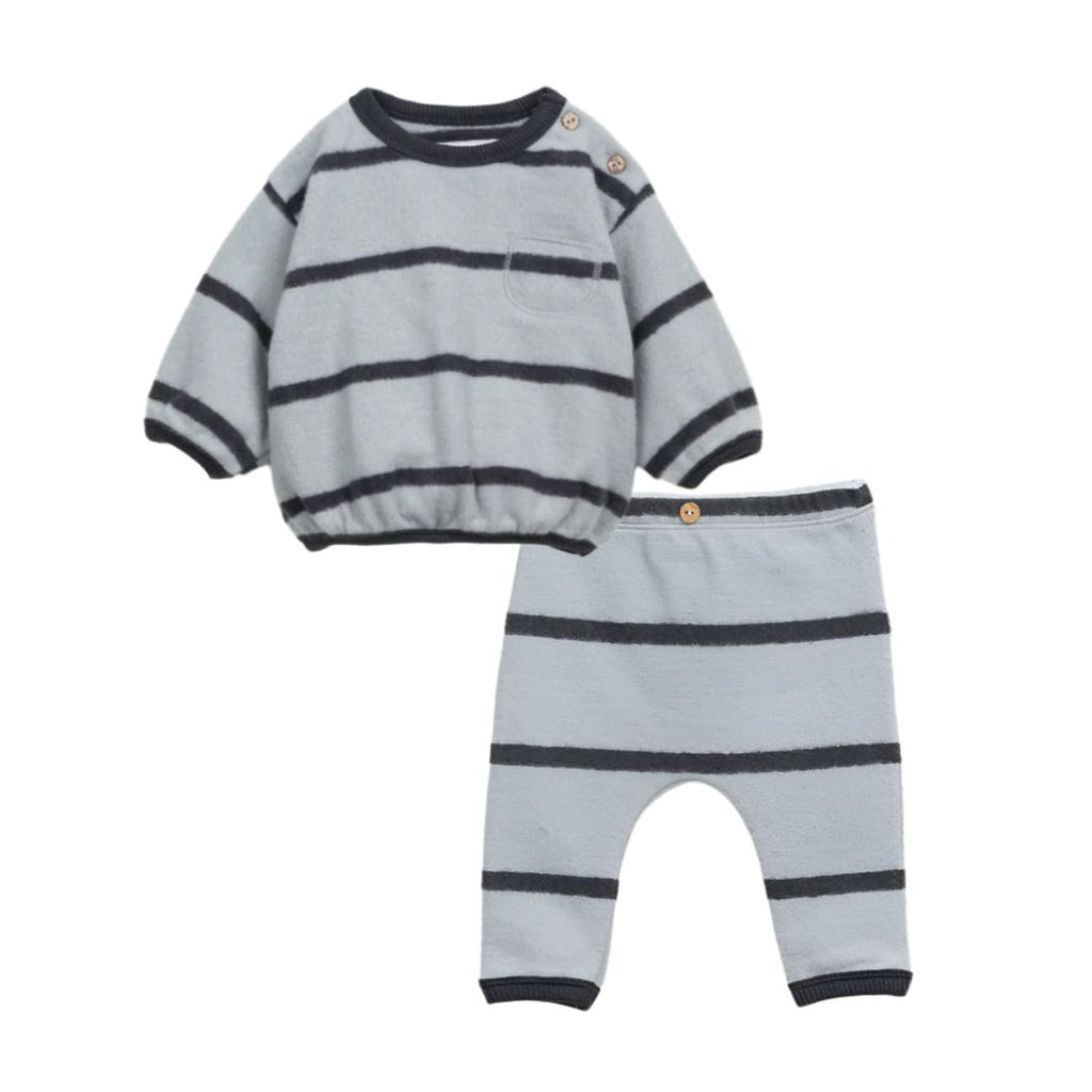 Play Up - Organic Top + Legging Set - Grey Stripes-Sets-Newborn (1M)-Posh Baby