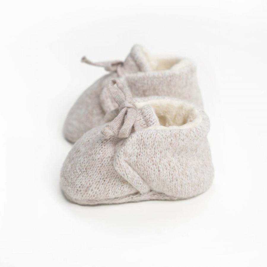 Play Up - Recycled Cotton Booties - Taupe-Shoes + Booties-0-3M-Posh Baby