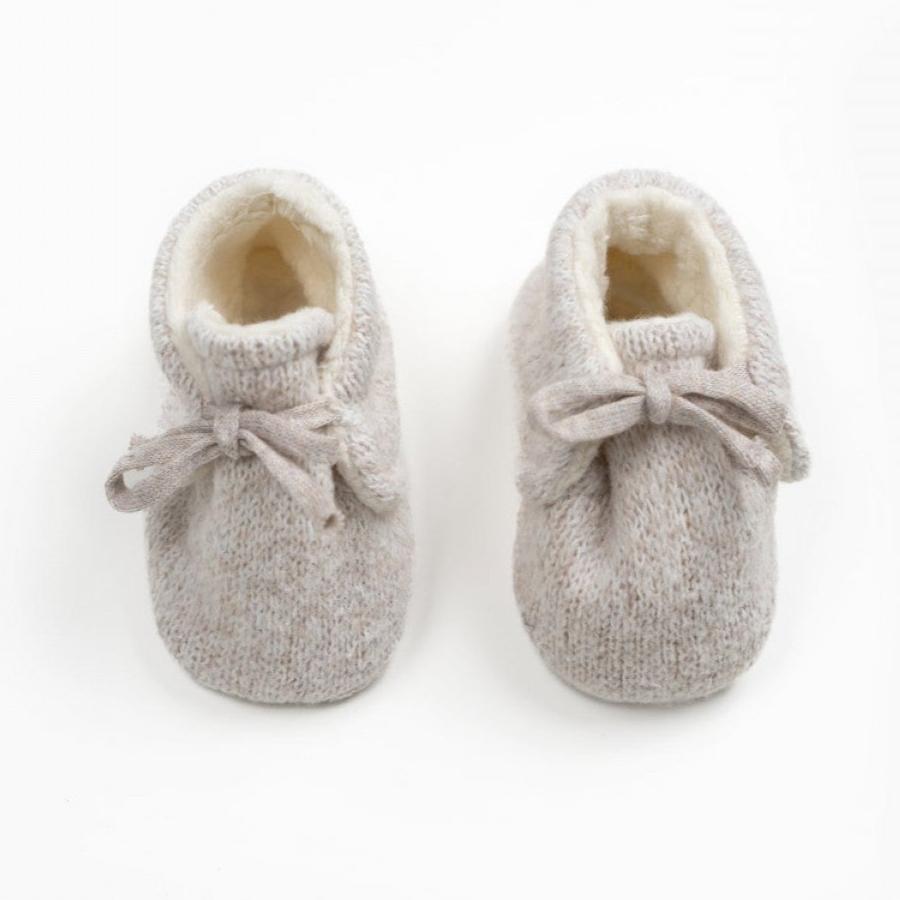 Play Up - Recycled Cotton Booties - Taupe-Shoes + Booties-0-3M-Posh Baby