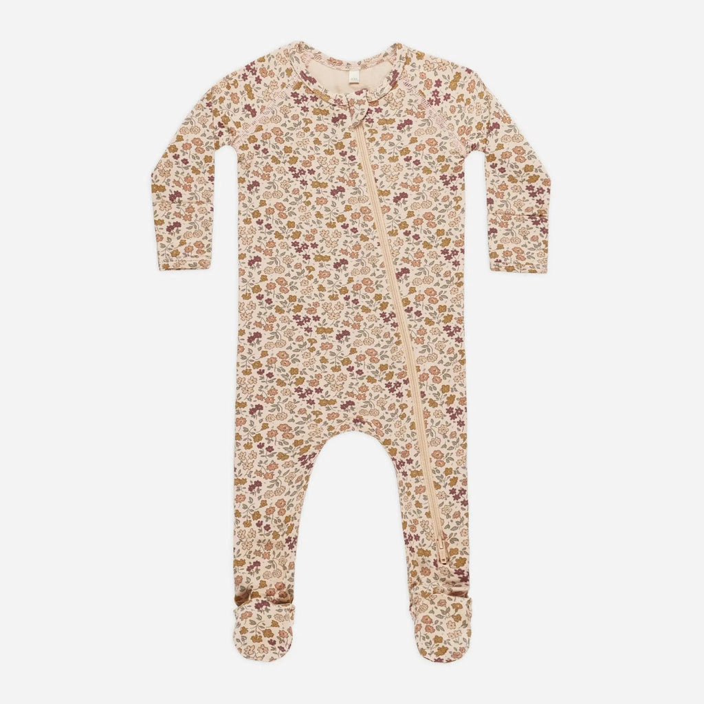 Quincy Mae - Bamboo Zipper Footie - Posy-Footies + Rompers (Basic)-Newborn-Posh Baby