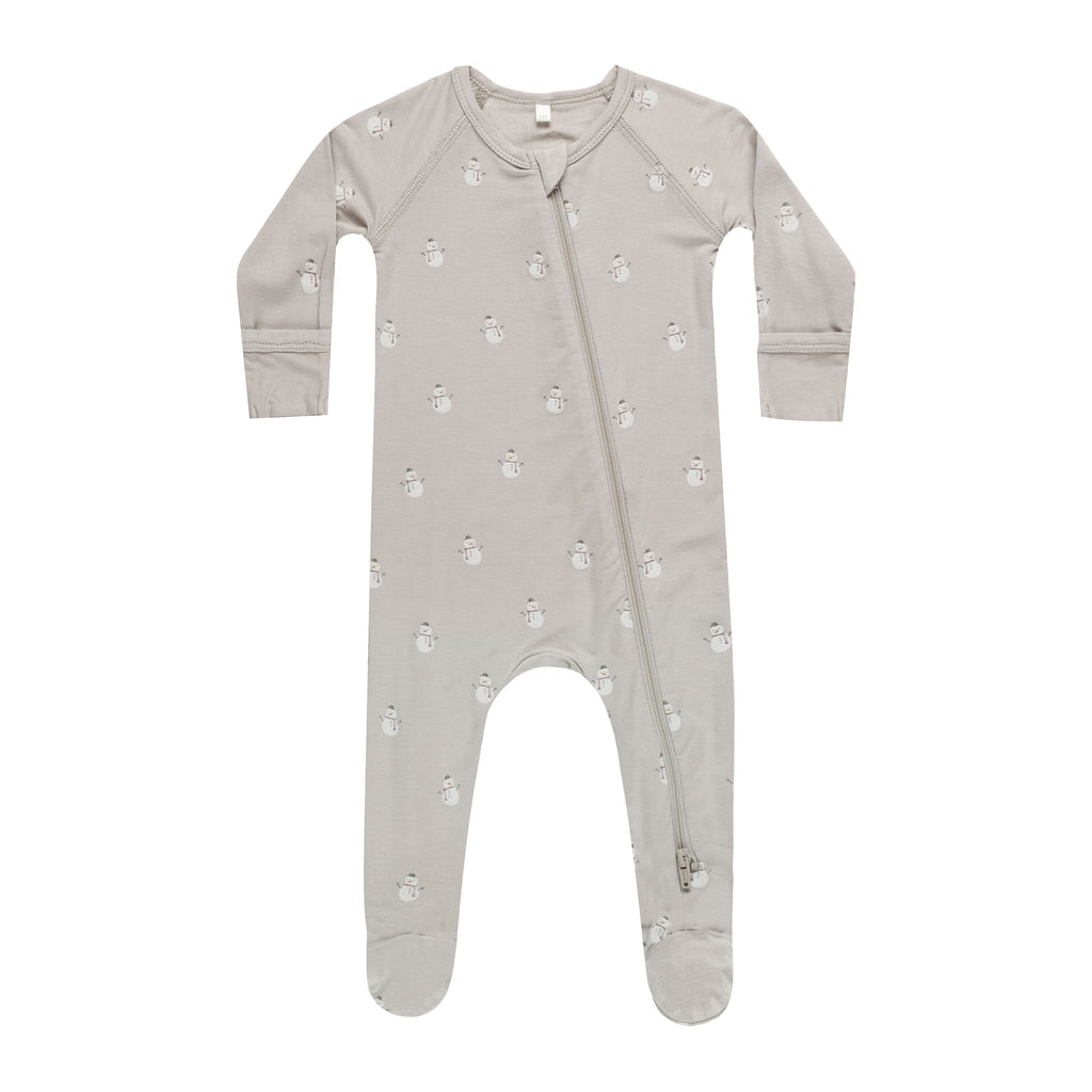 Quincy Mae - Bamboo Zipper Footie - Snowmen-Footies + Rompers (Basic)-Newborn-Posh Baby