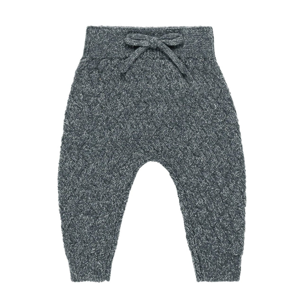 Quincy Mae - Knit Pant - Heathered Indigo-Bottoms-0-3M-Posh Baby