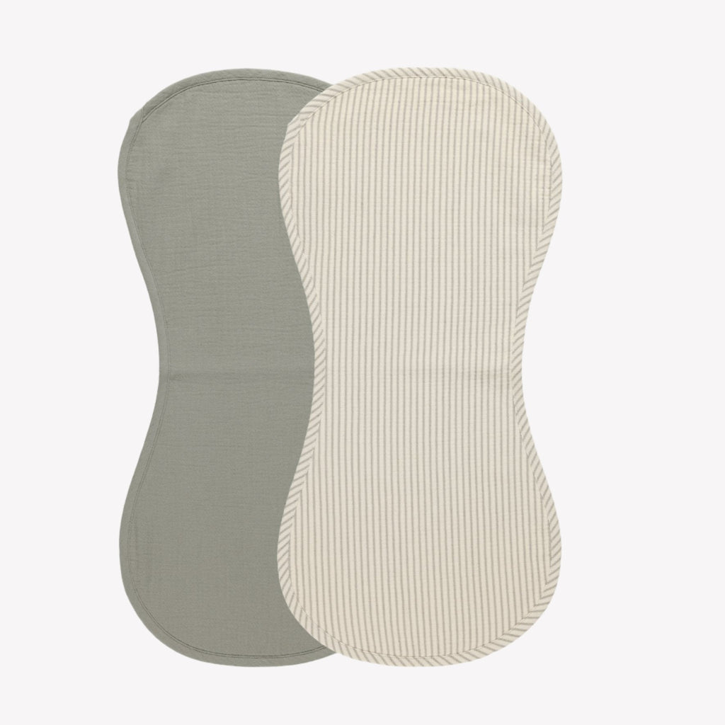 Quincy Mae - Organic Burp Cloth (2-pack) - Basil-Bibs + Burps-Posh Baby