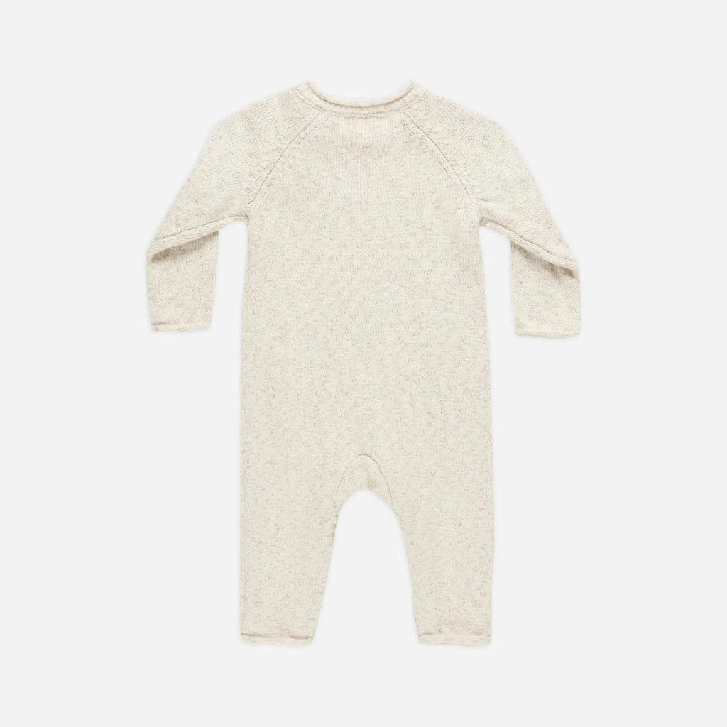 Quincy Mae - Organic Knit Jumpsuit - Speckled Natural-Footies + Rompers (Fashion)-6-12M-Posh Baby