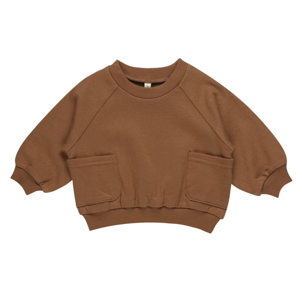 Quincy Mae - Organic Pocket Sweatshirt - Cinnamon-Long Sleeves-12-18M-Posh Baby