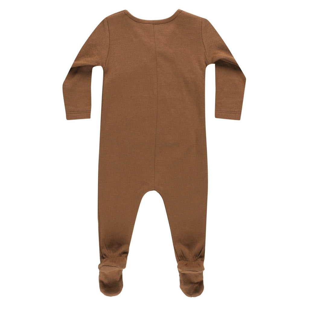 Quincy Mae - Organic Pointelle Wrap Footie - Cinnamon-Footies + Rompers (Fashion)-Newborn-Posh Baby