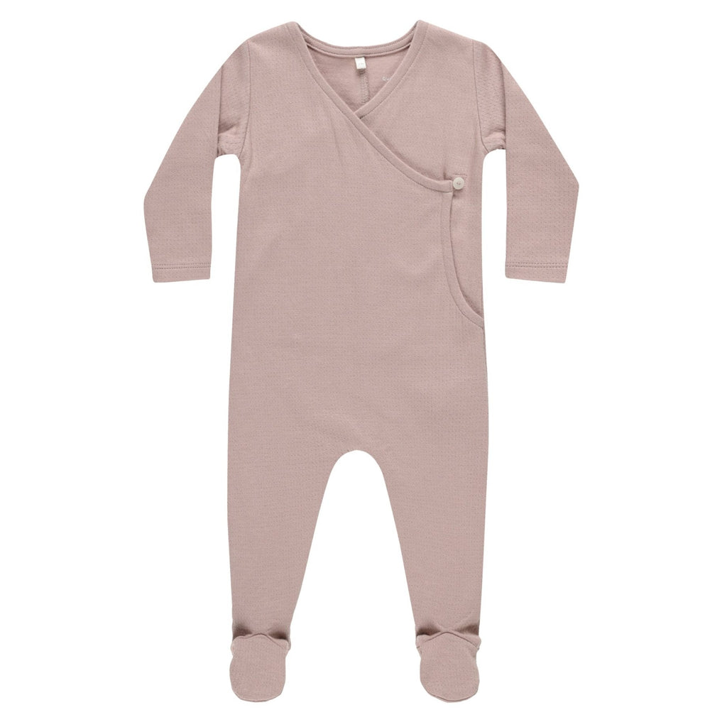 Quincy Mae - Organic Pointelle Wrap Footie - Mauve-Footies + Rompers (Fashion)-Newborn-Posh Baby